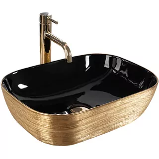 Keramické umývadlo Belinda Black / Gold Brush